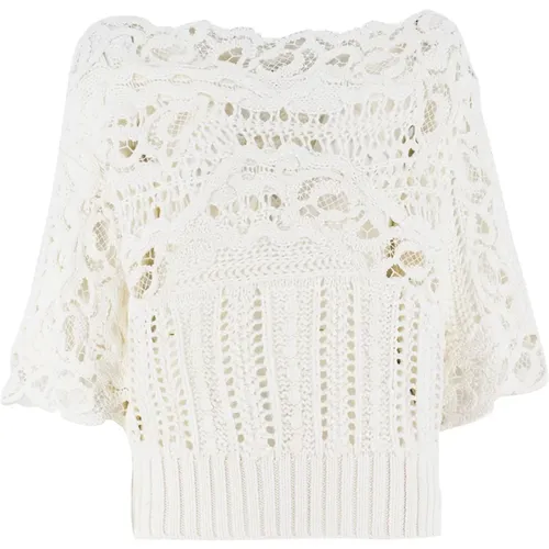 Women's Clothing Knitwear Bright White_ottico Ss24 , female, Sizes: XS - Ermanno Scervino - Modalova