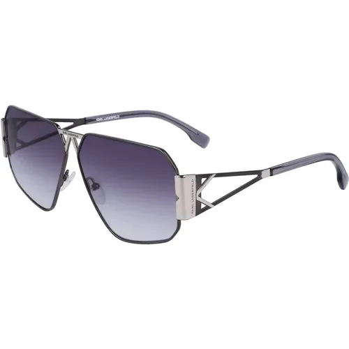 Sunglasses, unisex, , Size: ONE SIZE Metal Sunglasses with Purple Glass and Grey Dial - Karl Lagerfeld - Modalova