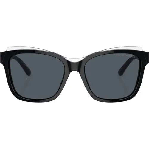 Kristall Schwarze Cat-Eye Sonnenbrille - Emporio Armani - Modalova