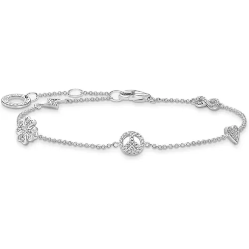 Bracelets, female, , Size: ONE SIZE Sterling Silver Charm Bracelet with Symbolic Design - Thomas Sabo - Modalova