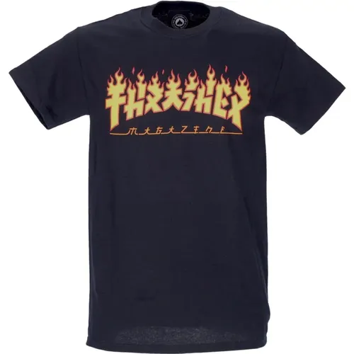 Godzilla Flame Tee Schwarz/Gelb , Herren, Größe: L - Thrasher - Modalova