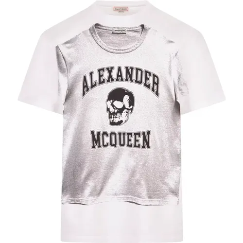 T-Shirts, male, , Size: L Graphic Skull Logo T-shirt - alexander mcqueen - Modalova