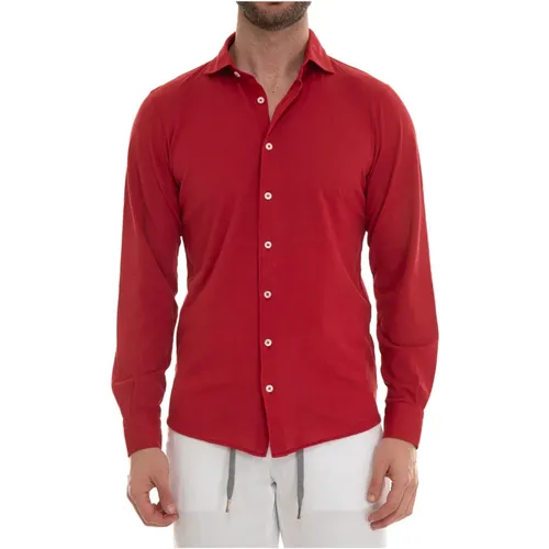 Casual Shirts, male, , Size: M Textured French Neck Polo Shirt - Gran Sasso - Modalova