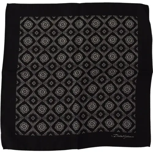 Pocket Scarves, male, , Size: ONE SIZE Silk Geometric Pattern Square Scarf - Dolce & Gabbana - Modalova