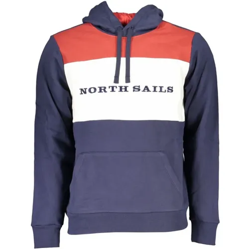 Blaue Kapuzenpullover mit Kontrastdetail , Herren, Größe: S - North Sails - Modalova