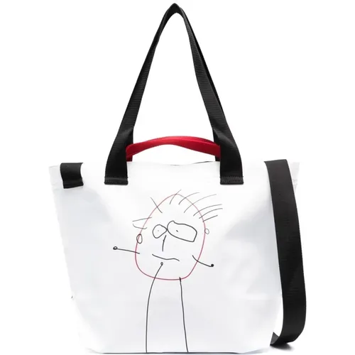 Graphic Printed Shopper Bag , female, Sizes: ONE SIZE - Plan C - Modalova