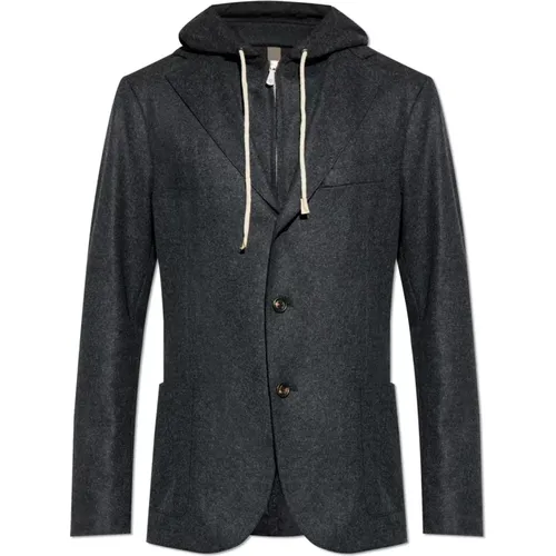 Blazers, male, , Size: M Wool blazer with detachable hood - Eleventy - Modalova