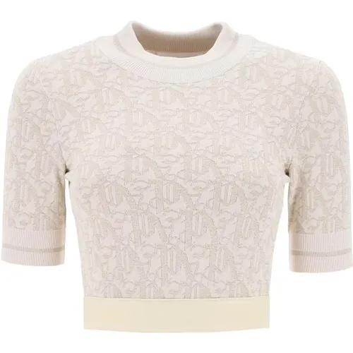 Monogram Lurex Knit Cropped Top , female, Sizes: L, XS, S, M - Palm Angels - Modalova