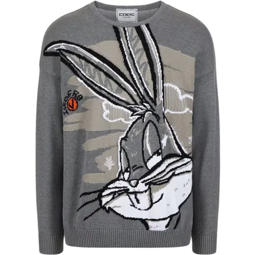 Sweater mit Cartoon-Grafik , Herren, Größe: L - Iceberg - Modalova