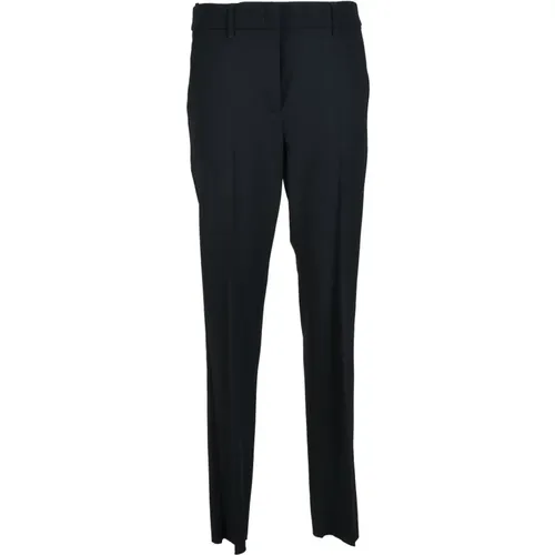 Straight Trousers, female, , Size: S Wool Blend Stretch Pants - Emporio Armani - Modalova