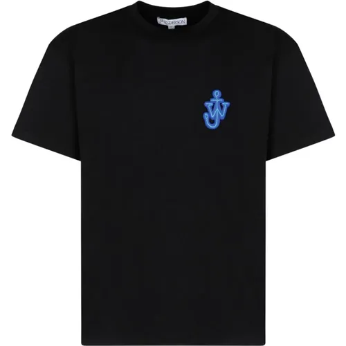 Schwarzes Baumwoll-T-Shirt mit Anker-Patch , Herren, Größe: XL - JW Anderson - Modalova