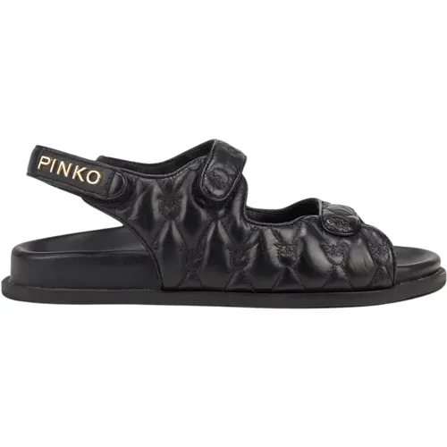 Quilted Leather Sandal Black , female, Sizes: 8 UK, 4 UK - pinko - Modalova