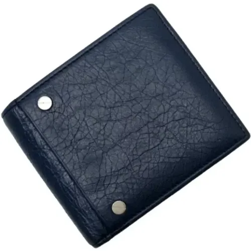 Pre-owned Navy Leather Wallet , female, Sizes: ONE SIZE - Balenciaga Vintage - Modalova