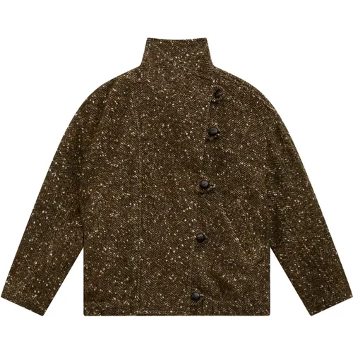 Short Wool Blend Jacket with Stand Collar , female, Sizes: S - Isabel Marant Étoile - Modalova