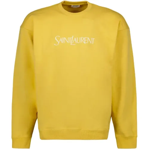 Embroidered Logo Sweatshirt , male, Sizes: L, S, XS, M - Saint Laurent - Modalova