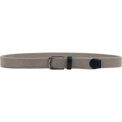 Belts, male, , Size: 110 CM Cintura elastica intrecciata con rifiniture in pelle - PAUL & SHARK - Modalova