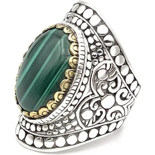 Rings, unisex, , Size: 58 MM 925 Sterling Silver Malachite Ring - Jalan Jalan - Modalova