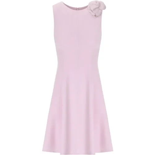 Short Dresses, female, , Size: M Crêpe Dress with Brooch - Elisabetta Franchi - Modalova