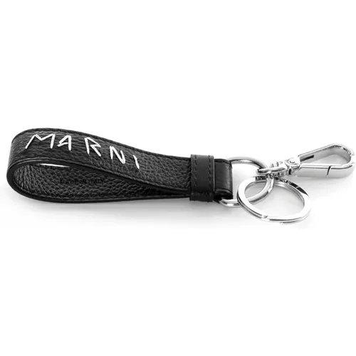 Keyrings, unisex, , Size: ONE SIZE Keychain with keyring and carabiner hook - Marni - Modalova