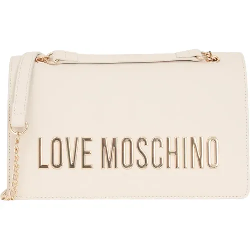 Damen Tasche mit auffälliger Liebesschrift und goldener Kettenriemen , Damen, Größe: ONE Size - Love Moschino - Modalova