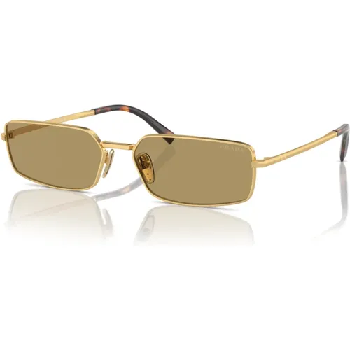 Gold/Olive Green Sunglasses , female, Sizes: 59 MM - Prada - Modalova