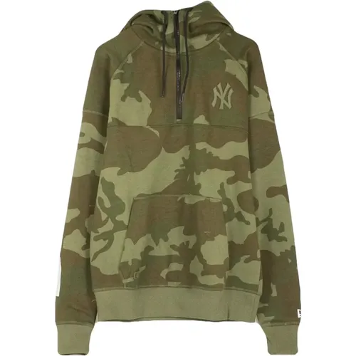 Hoodies, male, , Size: L Olive Hoodie with Ntc Hz Style - new era - Modalova