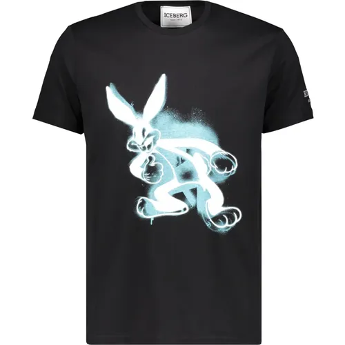 Maxi Print Baumwoll T-Shirt , Herren, Größe: S - Iceberg - Modalova