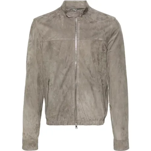 Urban Bomber Leather Jacket Men , male, Sizes: L, XL - Low Brand - Modalova
