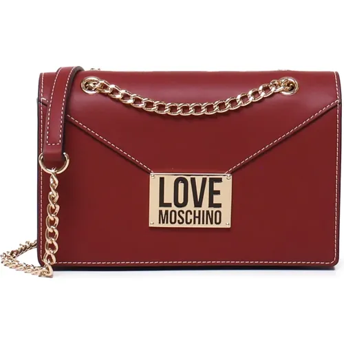 Schultertasche aus Eco-Leder in Wein , Damen, Größe: ONE Size - Love Moschino - Modalova