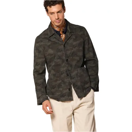 Slim Fit Camo Field Jacket , Herren, Größe: M - Mason's - Modalova