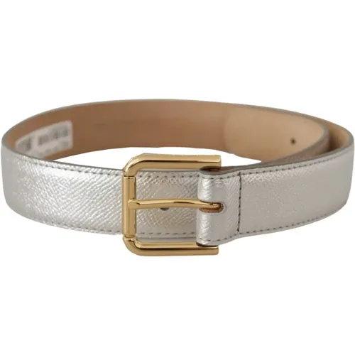 Silver Leather Logo Waist Belt , female, Sizes: 65 CM - Dolce & Gabbana - Modalova