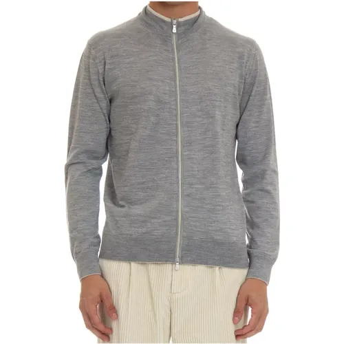 Kontrastbesatz Pullover Grau , Herren, Größe: XL - Eleventy - Modalova