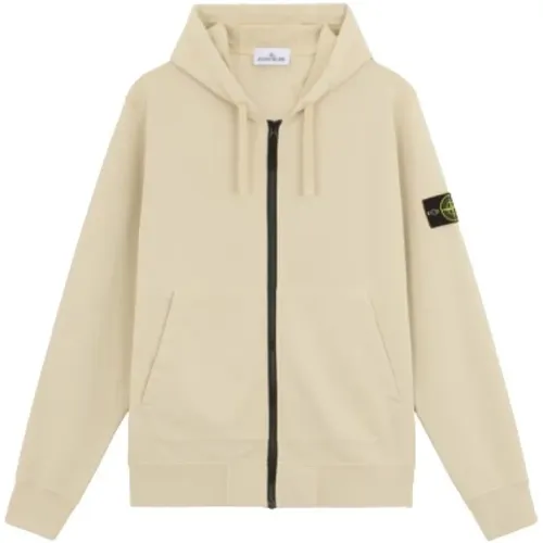 Zip-throughs, male, , Size: XL Hooded Cotton Sweatshirt with Zipper - Stone Island - Modalova