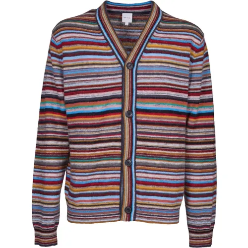 Cardigans, male, , Size: L Striped Cardigan Knitwear Aw24 - PS By Paul Smith - Modalova