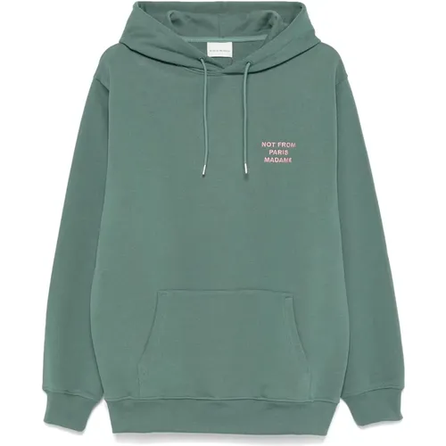 Dunkelgrüner Slogan Hoodie Pullover , Herren, Größe: XL - Drole de Monsieur - Modalova