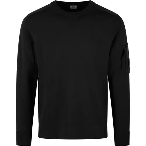 Woll-Crewneck-Sweater mit Reißverschlusstasche , Herren, Größe: S - C.P. Company - Modalova