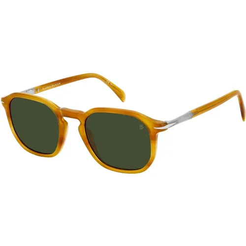 Sunglasses, male, , Size: 52 MM Striped Yellow/Green Sunglasses - Eyewear by David Beckham - Modalova