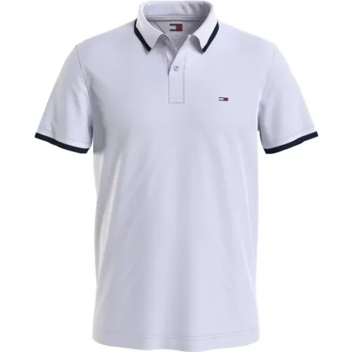 Weißes Polo-Shirt Wabenstoff , Herren, Größe: S - Tommy Hilfiger - Modalova