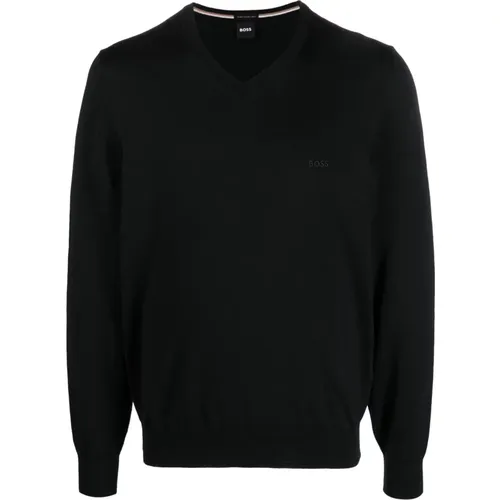 Wool Knitwear with Embroidered Logo , male, Sizes: XL - Hugo Boss - Modalova