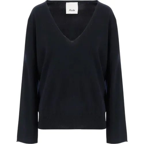 V-neck Knitwear, female, , Size: L V-Neck Wool Cashmere Sweater - allude - Modalova