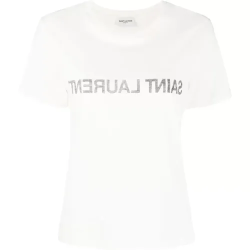 Logo Print T-shirts and Polos , female, Sizes: XS, L, M, S - Saint Laurent - Modalova