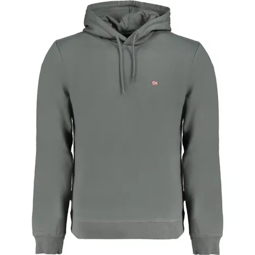 Grüner Kapuzenpullover mit gesticktem Logo , Herren, Größe: M - Napapijri - Modalova