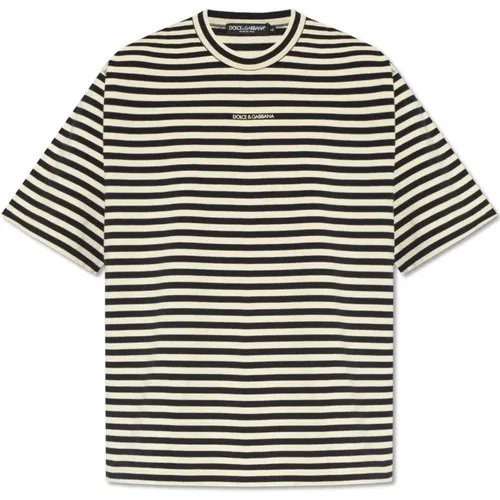 T-Shirts, male, , Size: XS Striped T-shirt - Dolce & Gabbana - Modalova