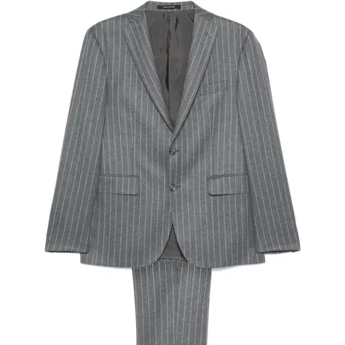 Single Breasted Suits, male, , Size: L Suit Grey - Tagliatore - Modalova