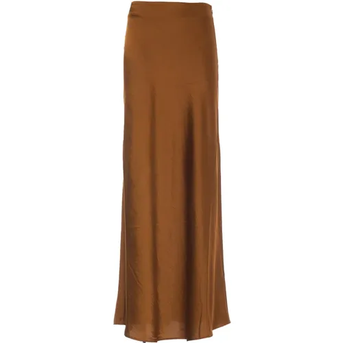 Maxi Skirts, female, , Size: M Bronze Maxi Satin Long Skirt - Essentiel Antwerp - Modalova