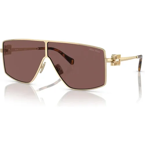 Irregular Shape Sunglasses with Pale Gold Frame , female, Sizes: 69 MM - Miu Miu - Modalova