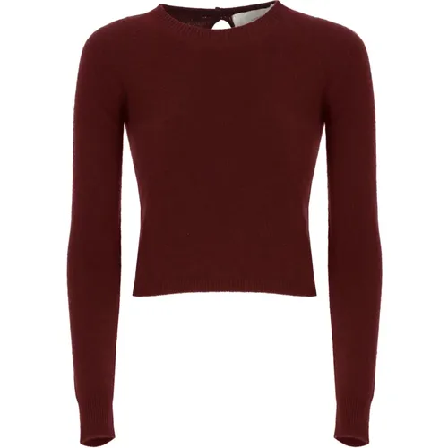 Kaschmir Bordeaux Pullover mit Knöpfen , Damen, Größe: M - Vanisé - Modalova