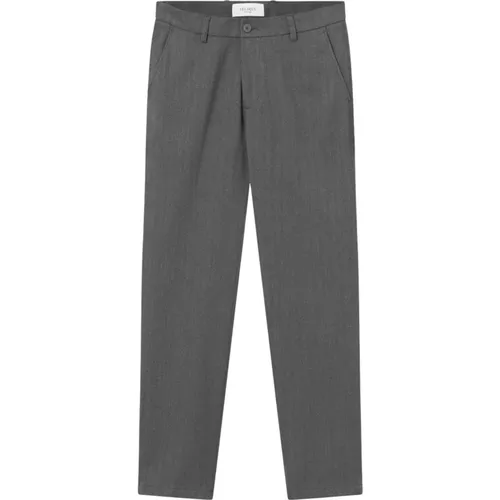 Chinos, male, , Size: W32 Light Grey Herringbone Suit Pants - Les Deux - Modalova