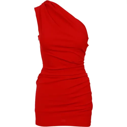 Rotes Asymmetrisches Kurzes Kleid , Damen, Größe: L - Aniye By - Modalova