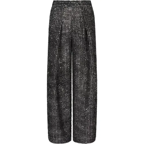 Straight Trousers, female, , Size: L Jersey trousers with bicolour flock print - Giorgio Armani - Modalova